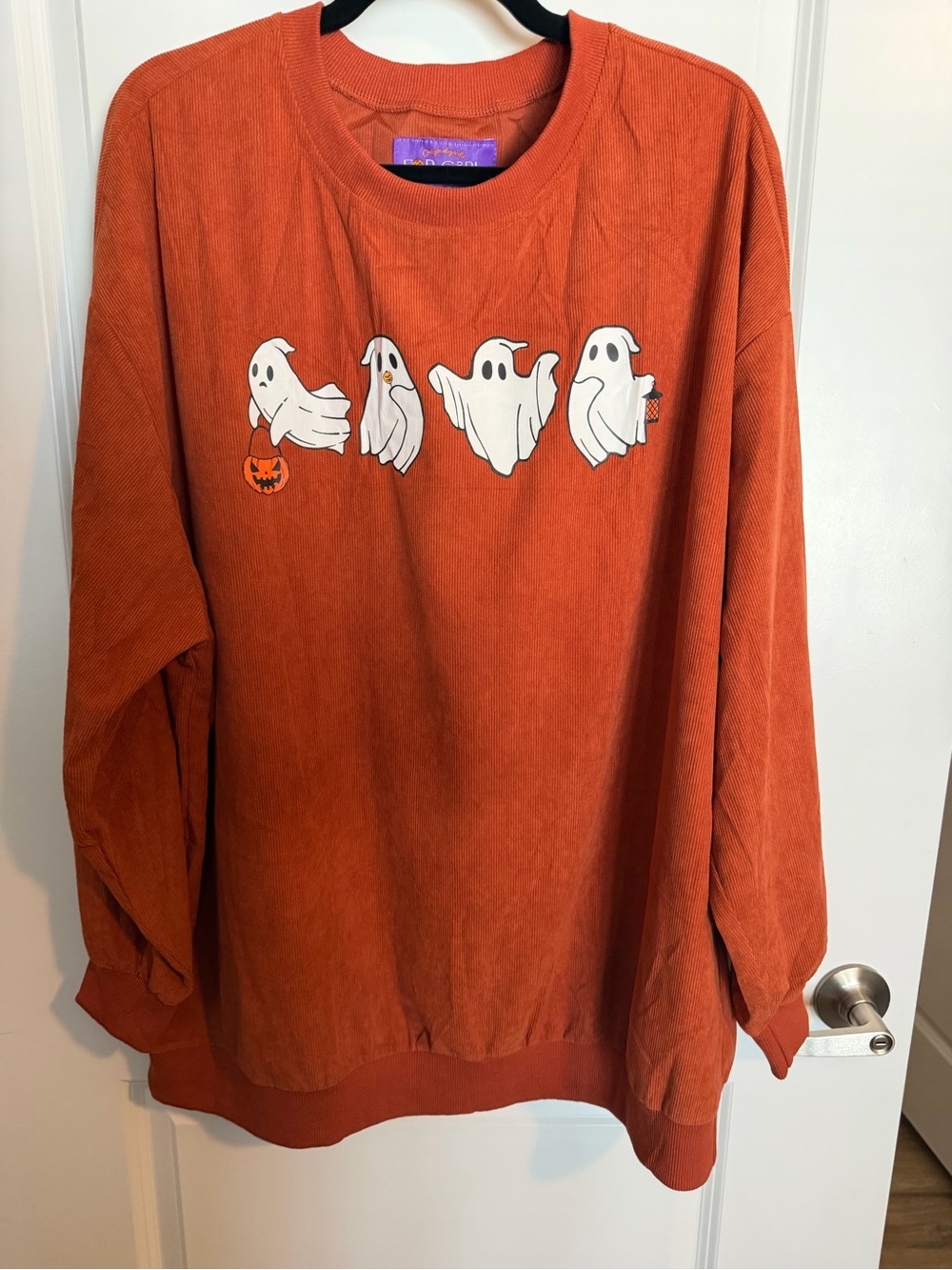 Halloween Sweatshirt for Women with Ghosts - Orange - 2XL - NWOT